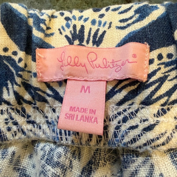 Lilly Pulitzer Navy and White Linen Wide Leg Pants - Picture 7 of 7